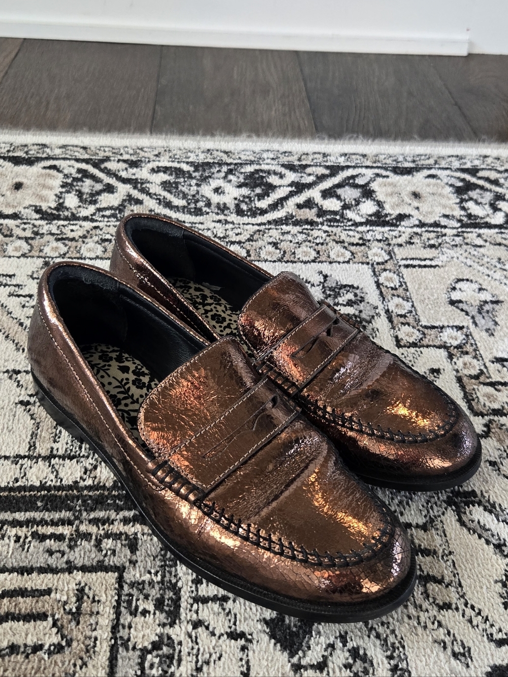 Free People Women's Blanket Stitch Loafers In Copper